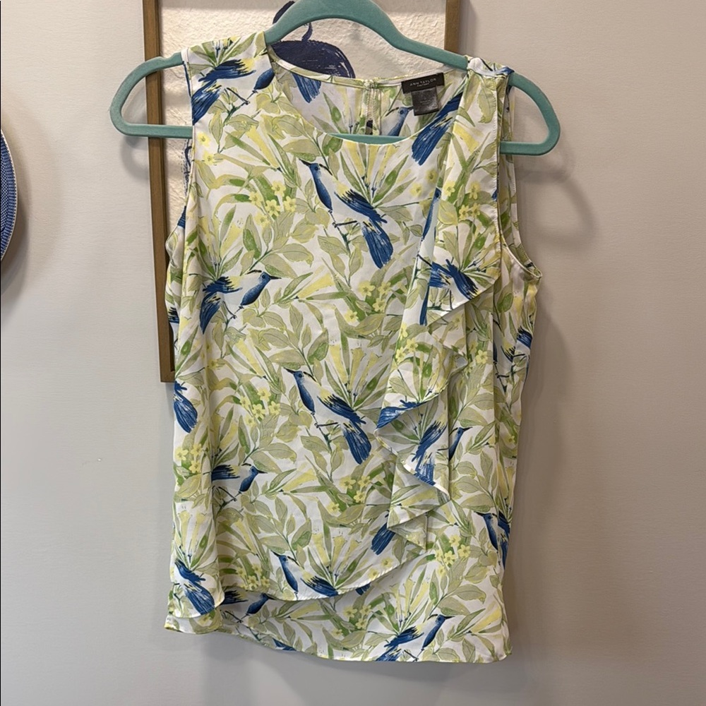 Floral Sleeveless Top - Blue and Green